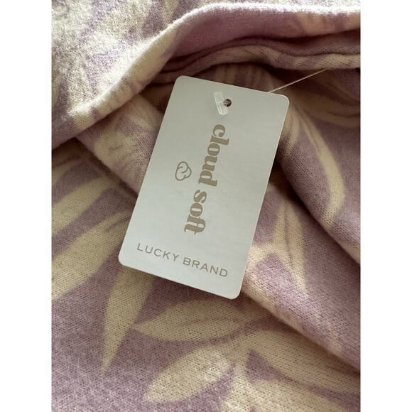 New Lucky Brand Women's Cloud Soft LS Crewneck Lilac Purple Palm Print XL - Picture 3 of 6